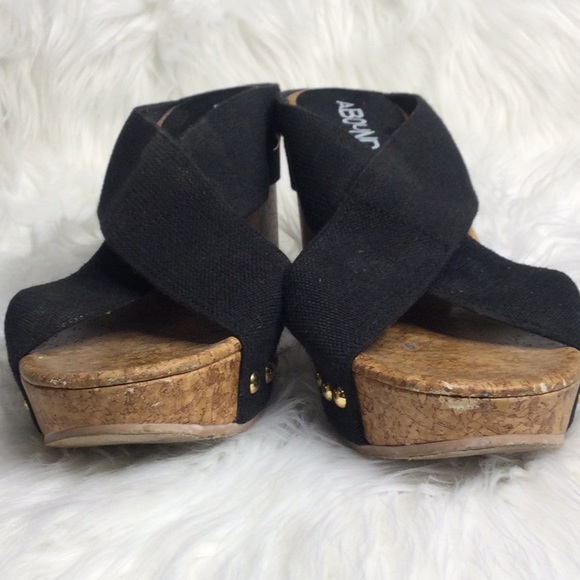 Used Abound Black Criss Cross Fabric Studded Wedges, 9.5M - Picture 6 of 15